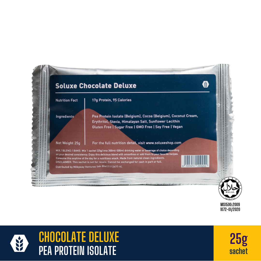 (Sale) Pea Protein Isolate - Soluxe Chocolate Deluxe - (Short Expiry / Packaging Defect/ Old Packaging)