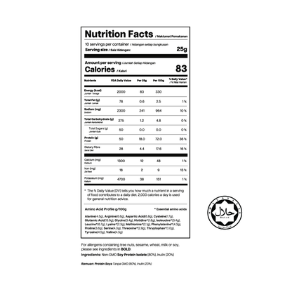 Soy Protein Isolate - High Fibre (Unflavoured)