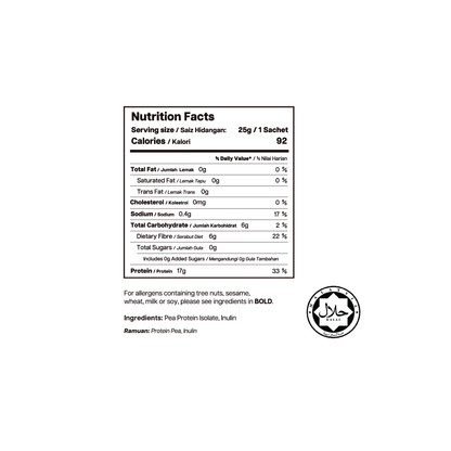 [Sachet] Pea Protein Isolate - High Fibre (Unflavoured)