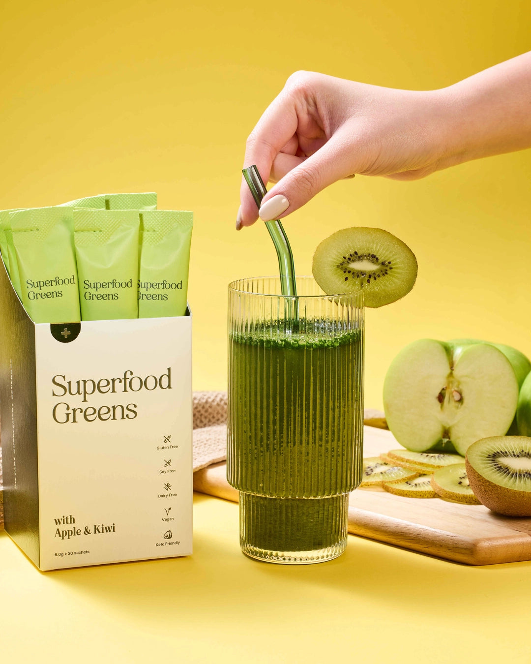 Soluxe Superfood Greens with Apple and Kiwi for Gut Health
