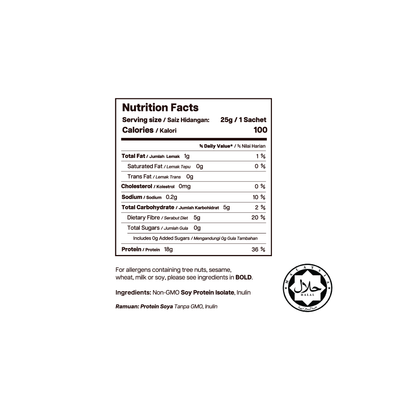 [Sachet] Soy Protein Isolate - High Fibre (Unflavoured)