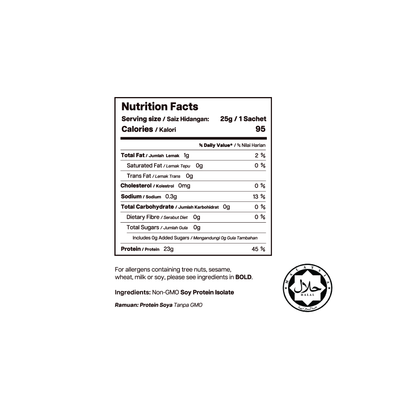 [Sachet] Soy Protein Isolate - Original Unflavoured
